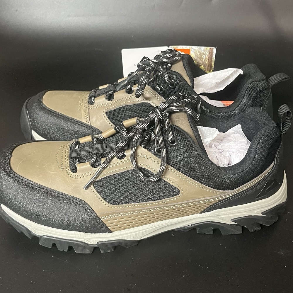 Ozark Trail Stone Mens Hiking Shoes Taupe Black Low Top Leather Hiker 11.5 NEW